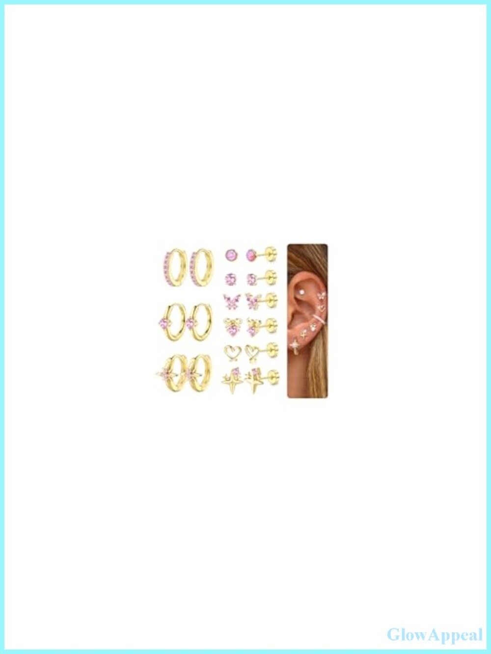 14K Gold Plated Flat Back Earrings for Sensitive Ears Surgical Steel Stud Hoop